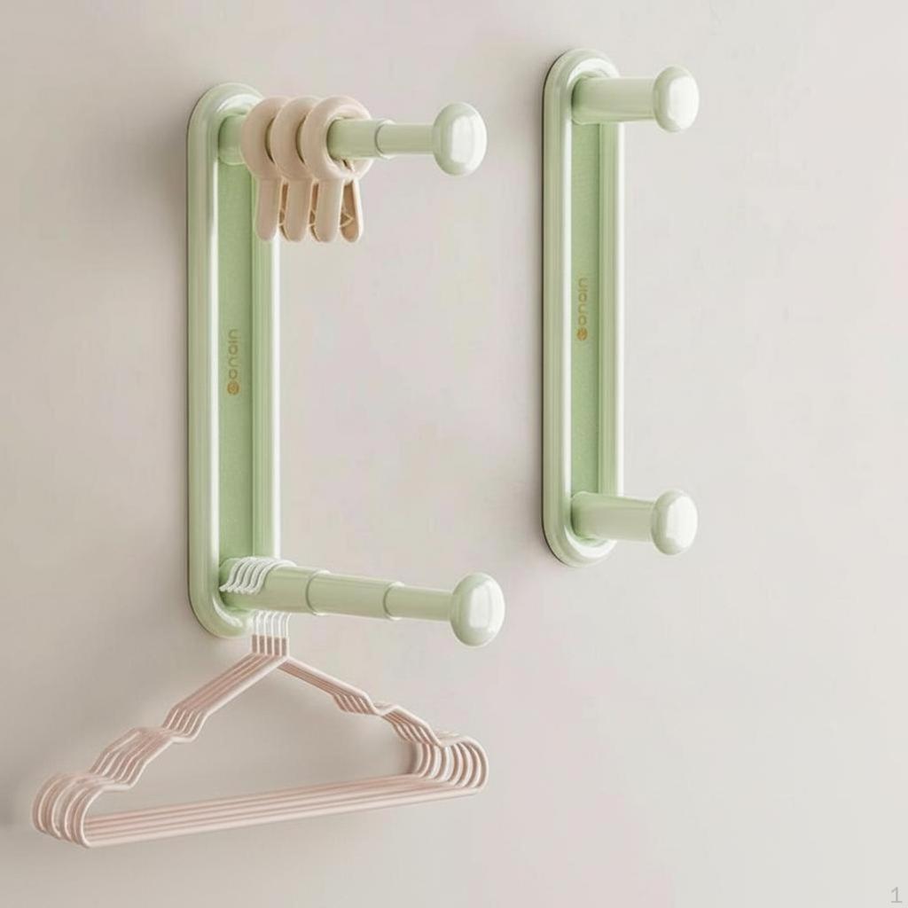 Suction Holder WallMounted Clothes Drying Rack, Retractable Organizer, SpaceSaving Pegs Moon White 2