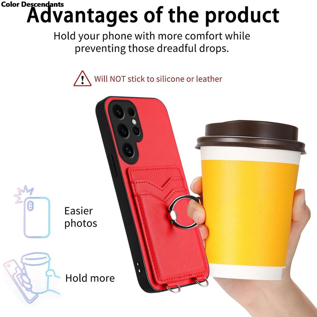 Crossbody Cards Solt Ring Holder Case For Samsung Galaxy S24 Ultra S23 Plus S22 S21 A55 A35 A15 A54 A14 A24 A34 Lanyard Cover
