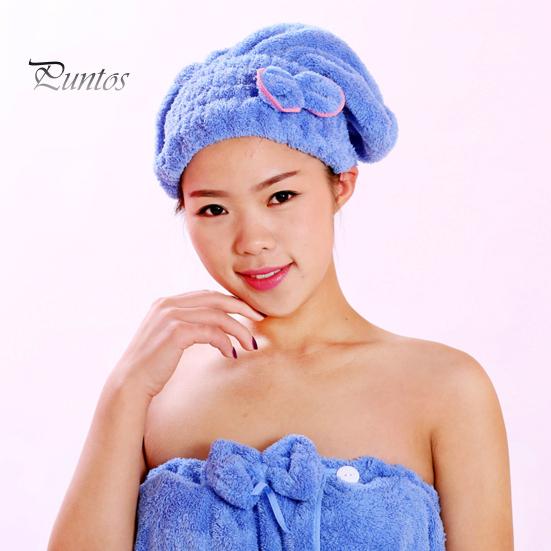 Touca de secagem de cabelo com elástico superabsorvente, secagem rápida, espessamento, menos frizz, decoração de laço, touca de secagem de cabelo, envoltório de cabeça de secagem, uso doméstico em viagens, banho