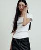 LMOOD WOMEN Jewel Trimmed Half T-Shirt White