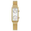 Orologio da Donna Rettangolare Retro di Nicchia Creativo a Doppio Fuso Orario, Senso Premium, Doppio Movimento, Impermeabile, Al Quarzo