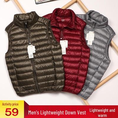 Chaleco de plumón ligero con cuello alto para hombre - Tallas grandes Chaqueta cálida de otoño/invierno