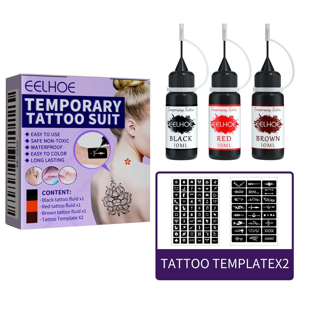 Kit de tatuajes temporales impermeables para arte corporal plantillas decorativas para la piel