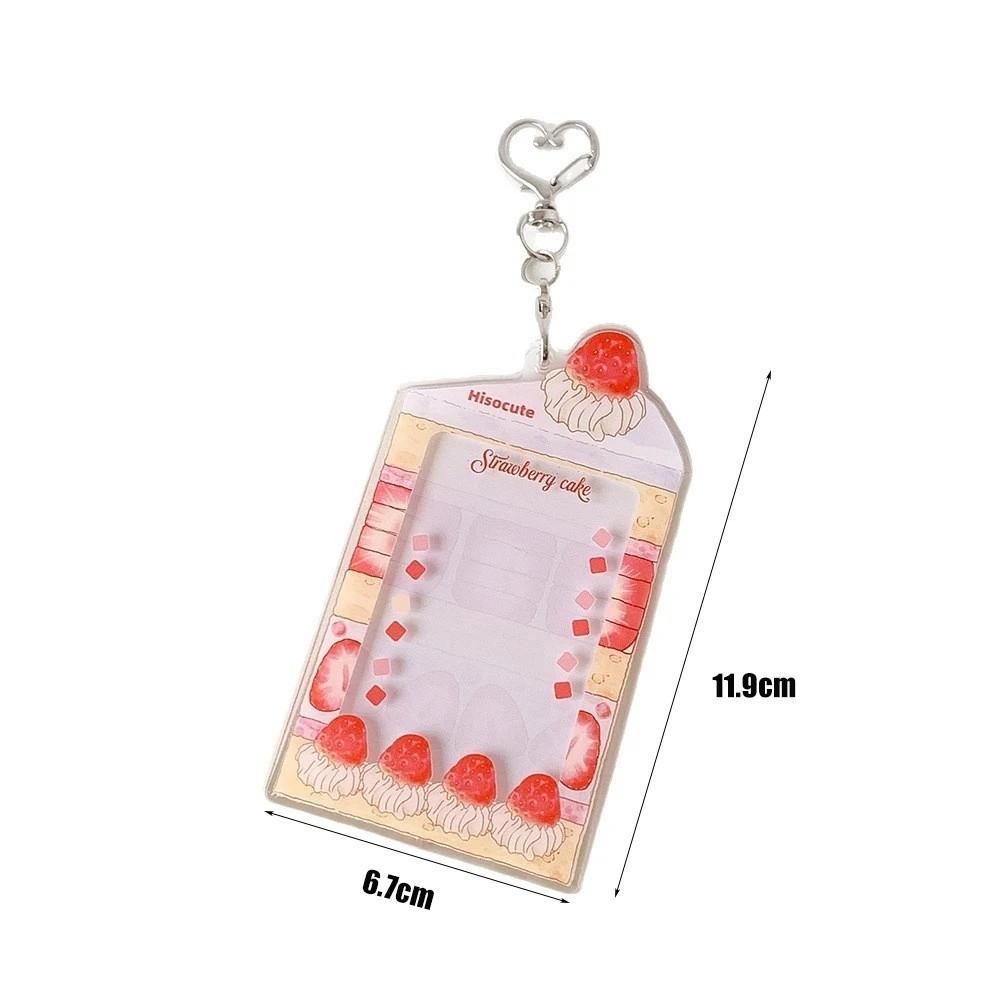 Acrylic Kpop Photocard Holder Keychain 3 Inch Cake Dessert Shape Campus Card Protective Case Transparent