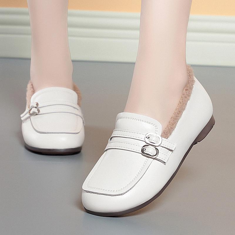 Fashion AIYUQI Women Loafers Fall 2025 New Flat Casual British Style Fur Shoes Ladies Large Size 41 42 43 Shoes Women