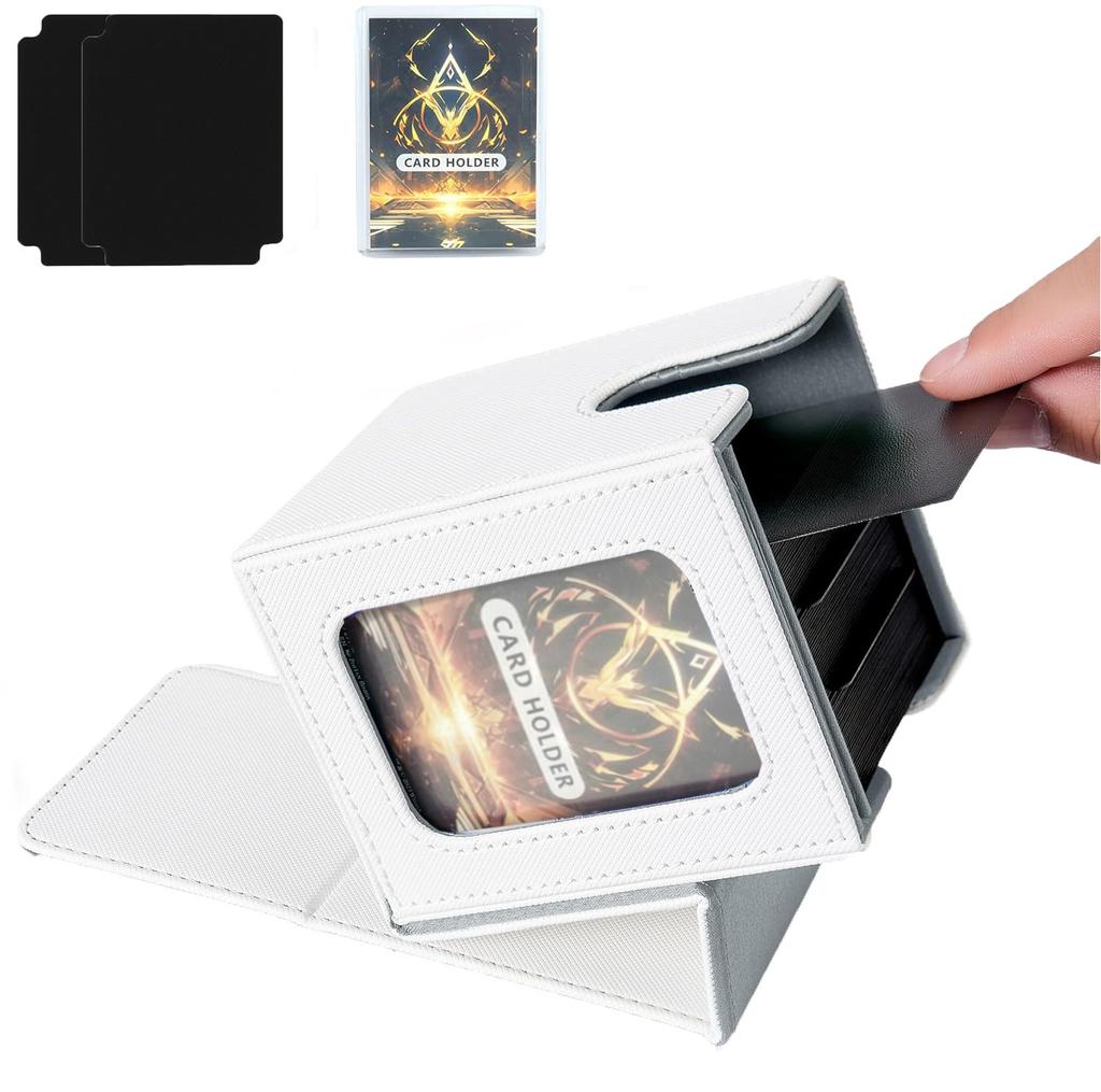Holds 100+ Trading Card Deck Box for MTG Commander Display with 2 Dividers Game Sports Card Storage Box PU Magnet Deck Case