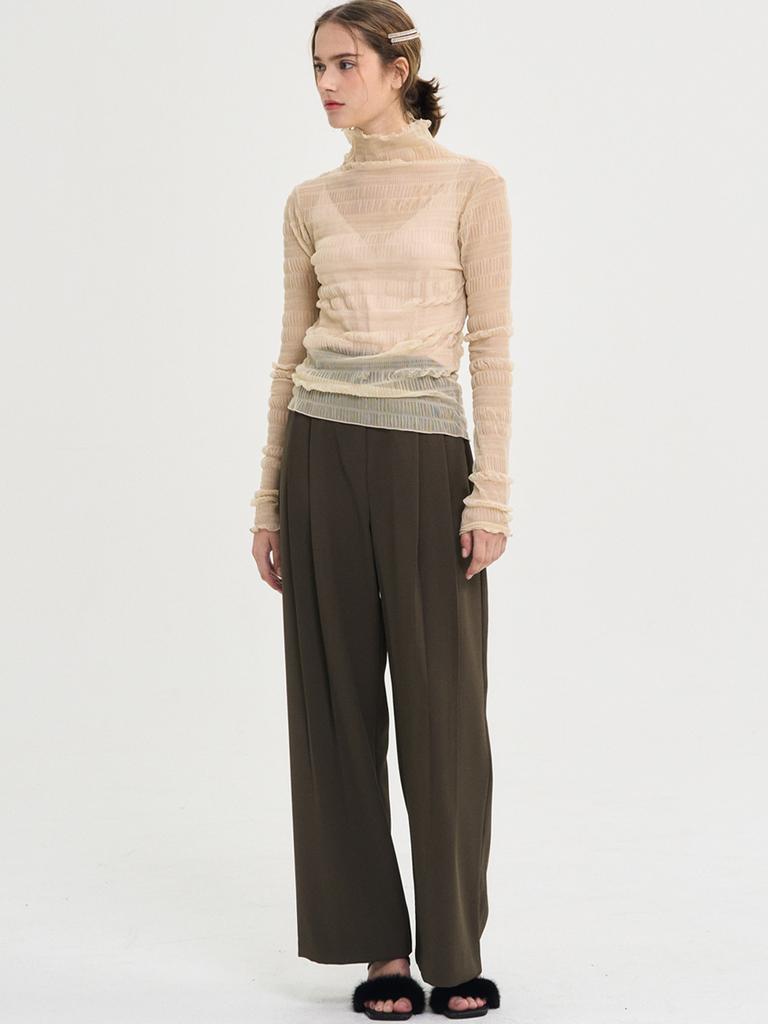 SORRY, TOO MUCH LOVE Seine Wild Pintuck Slacks_Brown