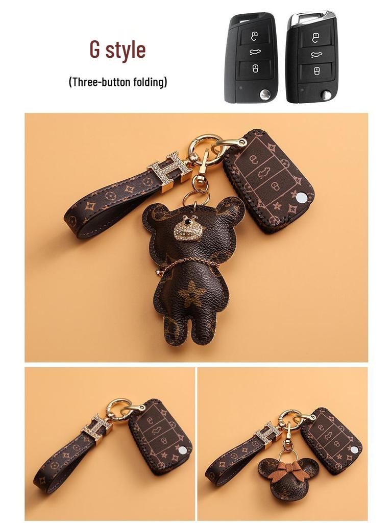Volkswagen Car Key Cover for Sagitar, Bora, Lavida, T-Roc, Tiguan L, Golf 8, Tayron, POLO with Women's Bag Buckle