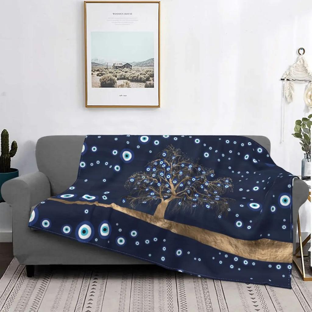 Bohemian blue eyes Printed Blanket for Sofa Bed Travel Camping Living Room Office Conditioning Blanket for All Seasons Gifts