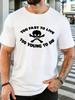 Fashion Unisexs Loose Cotton Crew Neck Top Retro Skull Crossbones Letter Slogan Print Punk Biker Street Casual Daily Holiday Tee