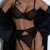 Elegant Sheer Mesh Lingerie Set - Sexy, Comfortable, Slimming Four-Piece with Underwire
