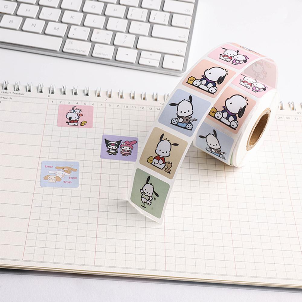 500PCS Cute Kuromi Pochacco My Melody Cartoon Stickers Roll Laptop Scrapbook Phone Diary Kawaii Aesthetic Sticker Decal Kids Toy