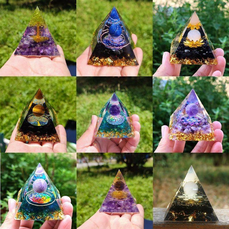 Amethyst Pyramid Crystal Healing Orgonite Chakra Energy Home Decor With Unique Handmade Design