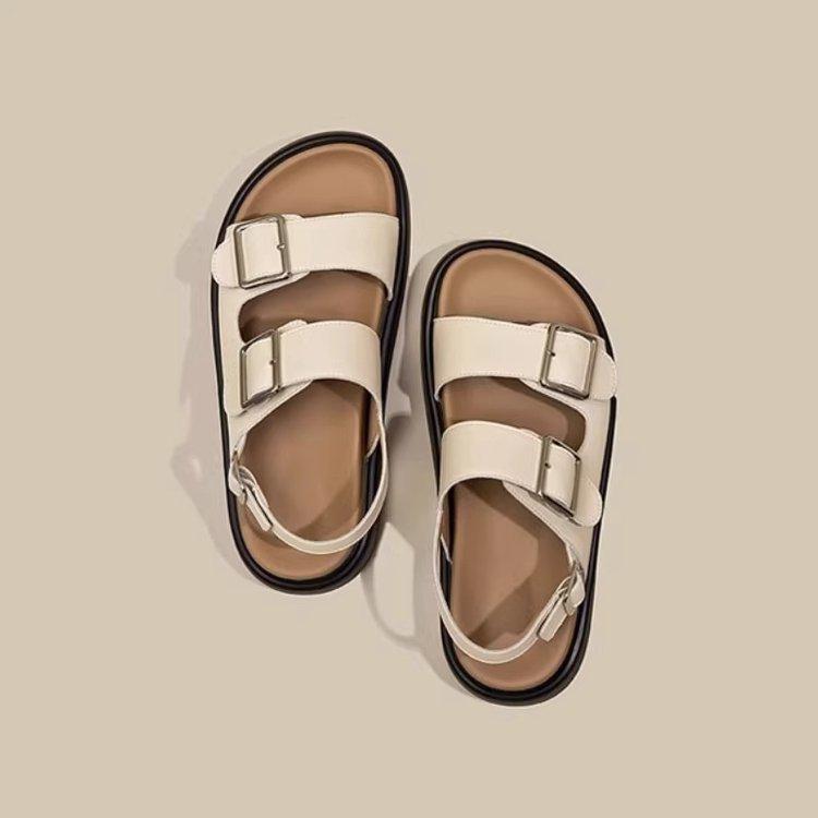 

Roman sandals women s summer 2025 new Internet celebrity explosion super fire fashion wear thick-soled flat beach shoes 35