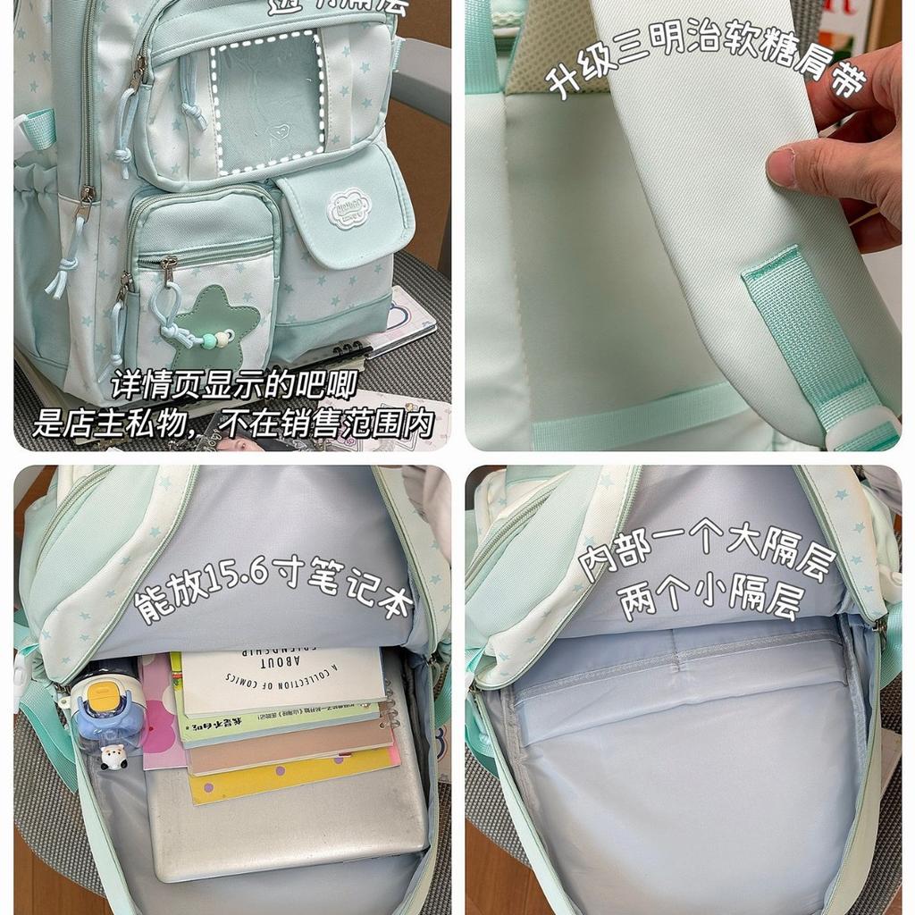 Schoolbag New Fresh and Sweet High-value Backpack Female Dopamine Transparent Pain Bag Japanese Junior High School Students Backpack Female