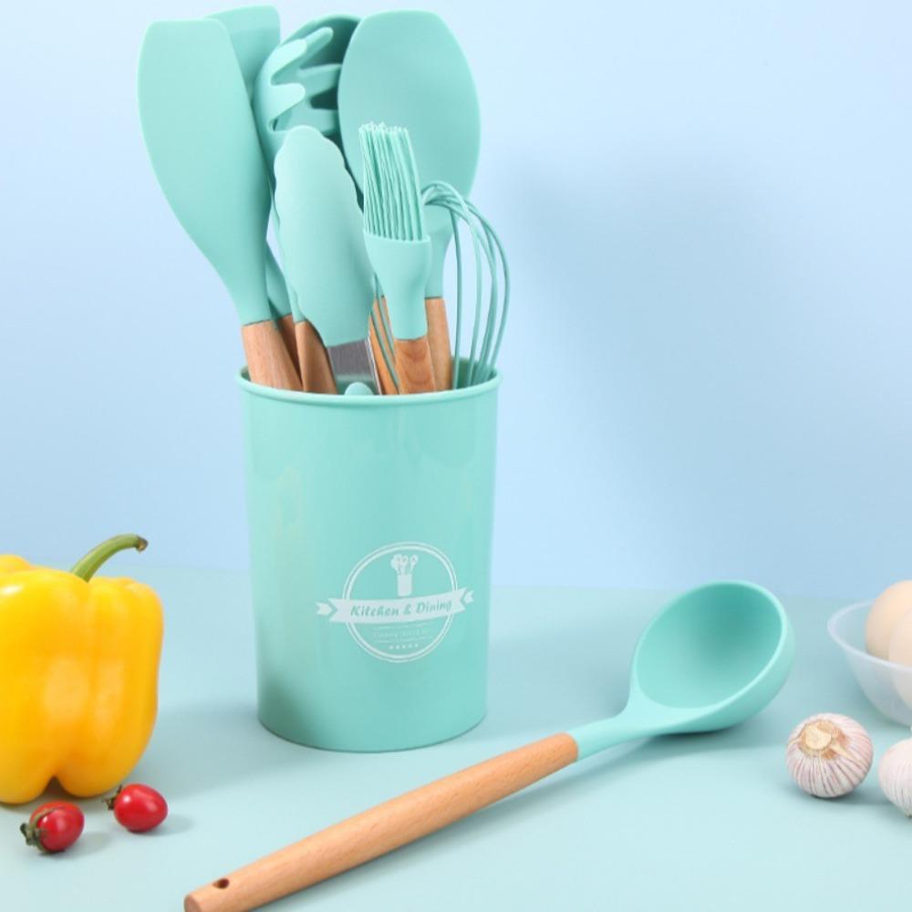 Carote Cookware Set Wooden Handle Kitchenware Silicone Kitchenware Convenient Safe Silicone Material Durable Cooking Utensils