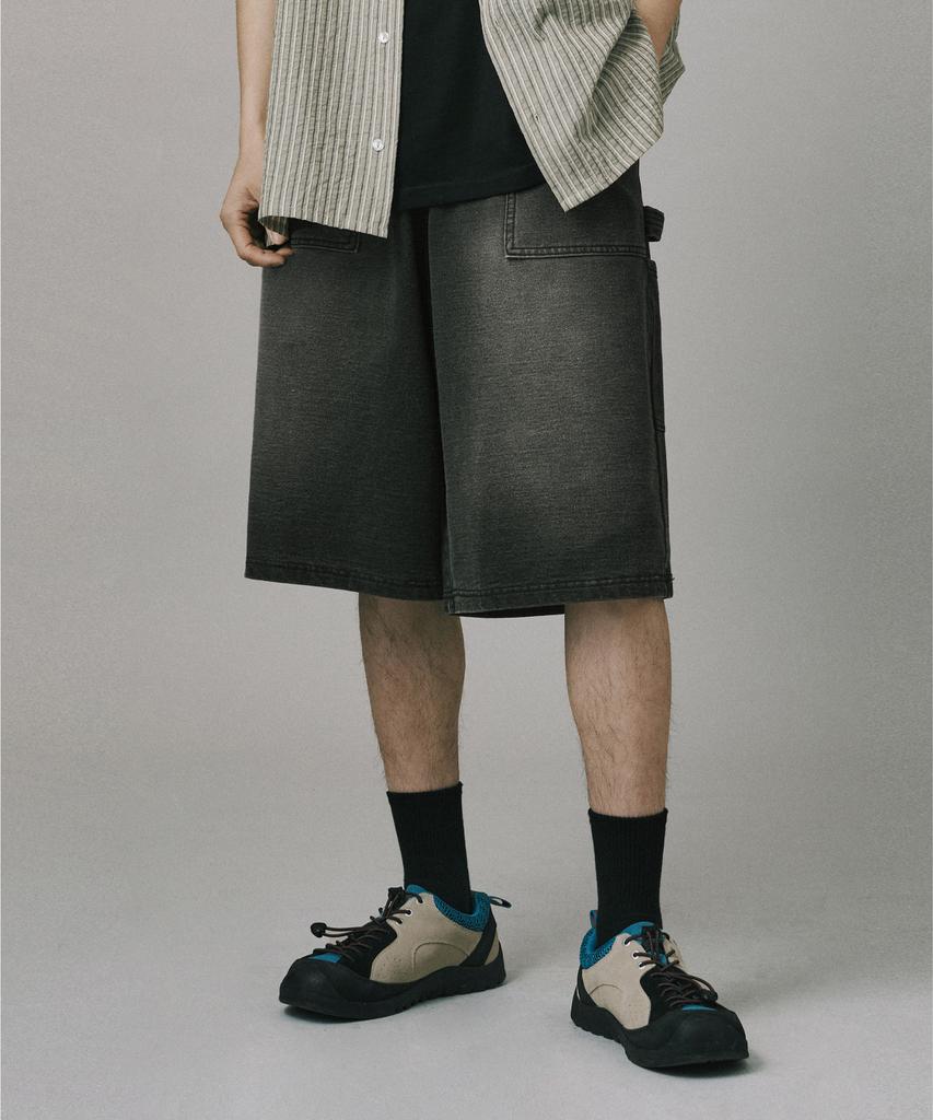 Beodeonteu Carpenter Denim Terry Sweat Bermuda Shorts [Black]