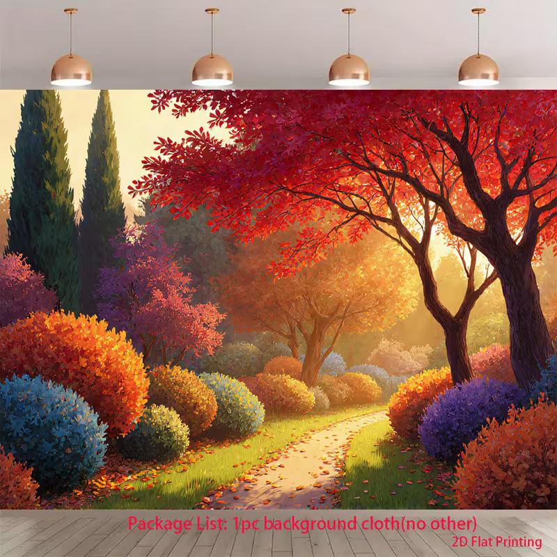 2D Whimsical Fantasy Autumn Garden Path Photography Background