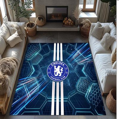 Chelsea FC Printed Flannel Area Rug Non Slip Soft Polyester Floor Carpet Indoor Decor Mat for Bedroom Living Room Sofa Game Room Home Decoration