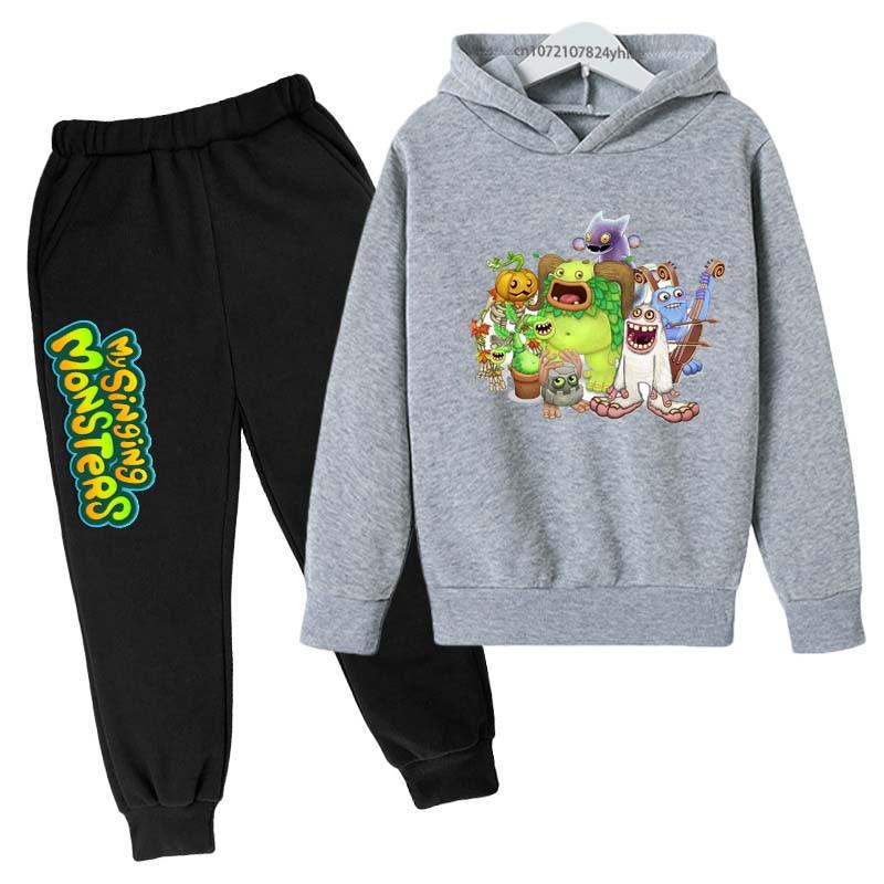 My Singing Monsters Bambini Primavera Autunno Carini 2pz Felpa Casual+Pantaloni Tute 3-14 Anni Ragazzi Ragazze Completi Vestiti Bambini