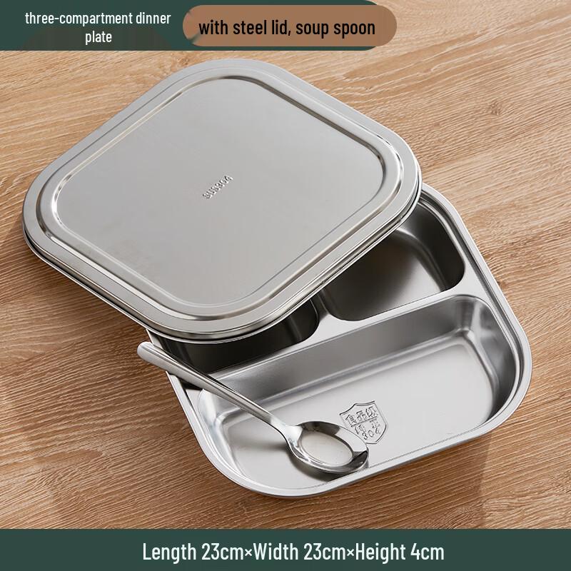 Wai Ho 304 Stainless Steel Divided Lunch Plate Set