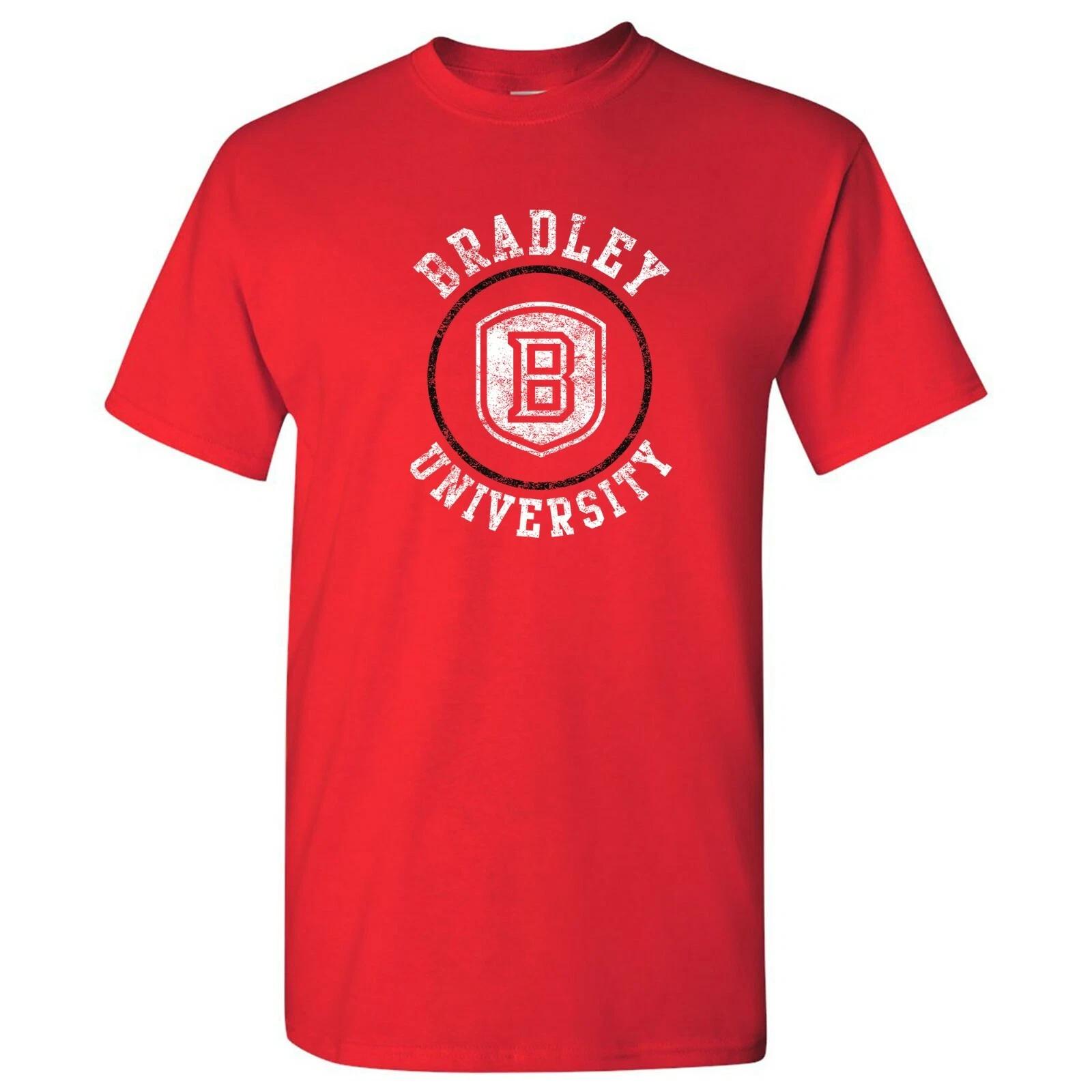 Bradley University Braves Distressed Circle Logo T-Shirt - Red 4XL