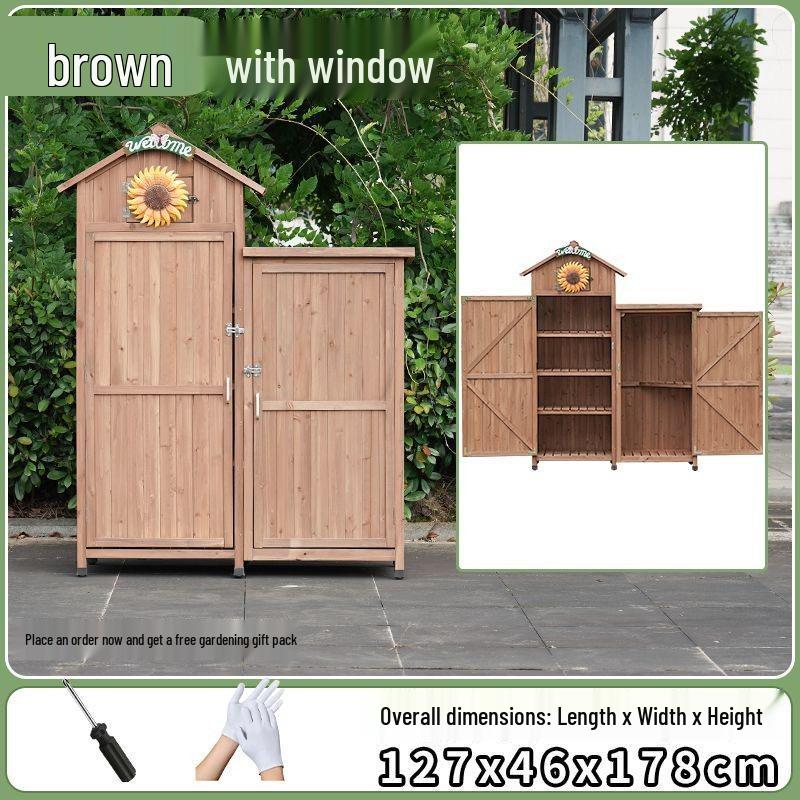 Outdoor Anti-Corrosion Solid Wood Garden Storage Cabinet with Sun Protection
