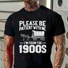Men's Summer Cotton T-shirt Funny Please Be Patient I'm From The 1900s Graphic Motorcycle Tshir