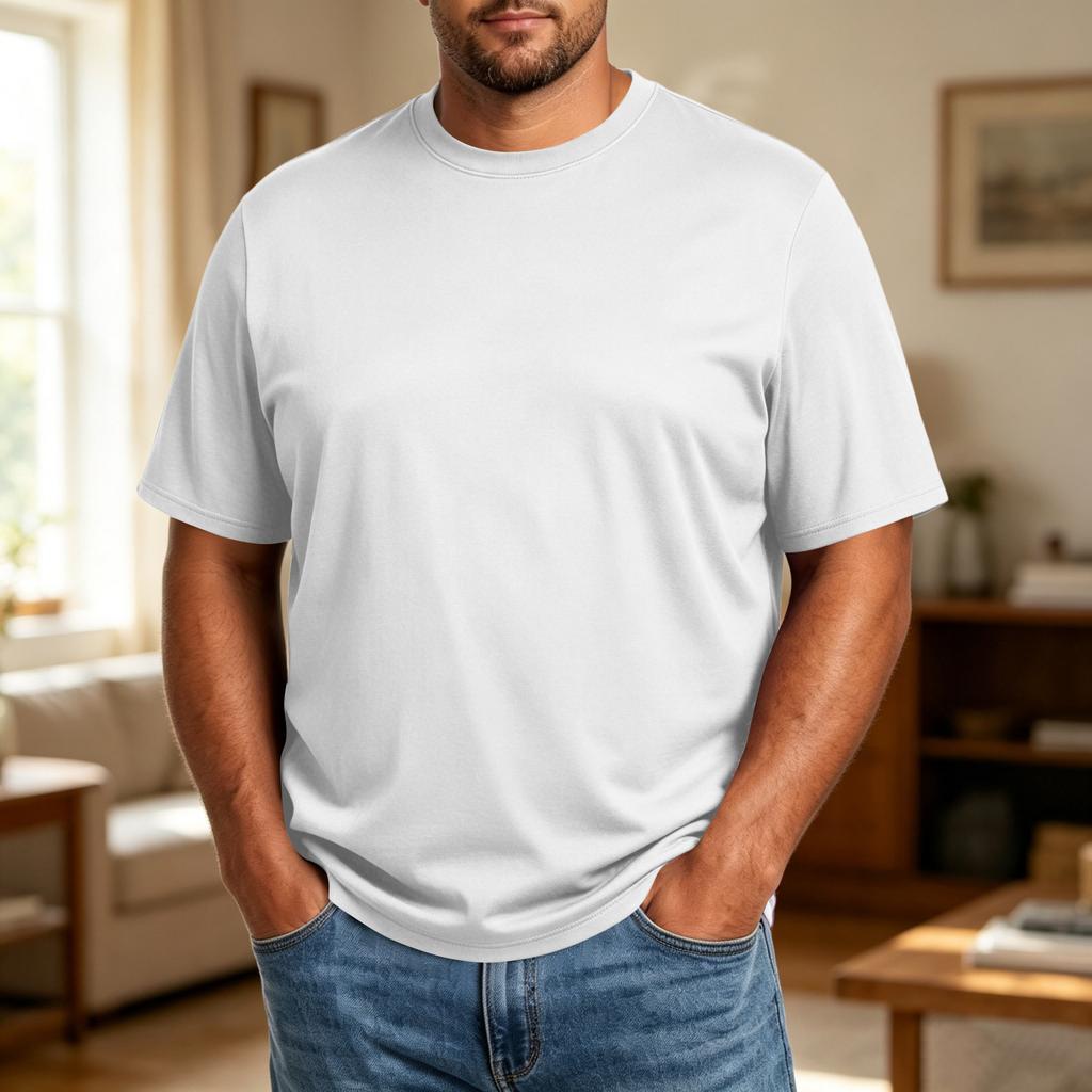 Men’s Plus Size Comfortable Breathable Loose Fit Wicking Casual Short Sleeve Crewneck T Shirt for Everyday Wear