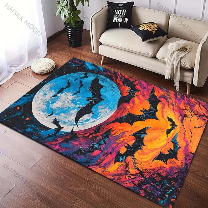 Halloween Bat Theme Carpet for Living Room Bedroom Sofa Home Decora Non-slip Floor Mat Modern Carpet Holiday Decor