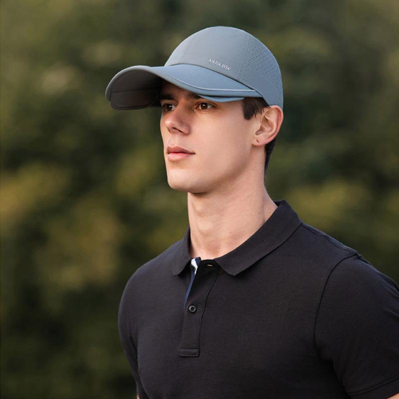 Long Wide Brim Sunscreen Baseball Cap Women Outdoor Golf Cap Summer Thin Quick-Drying Retractable Sunshade Cap for Men