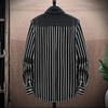 Spring and Autumn Striped Jacquard Denim Shirt Men's Loose Thickened Casual Coat