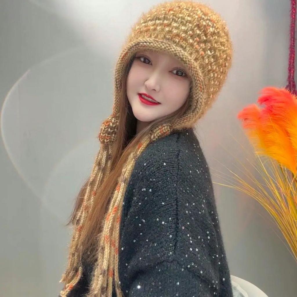 Women's Hat Double-layer All-in-one Extra-thick New Winter Hat for Women - Colorful Windproof Cold-weather Warm Ear-protecting Beanie