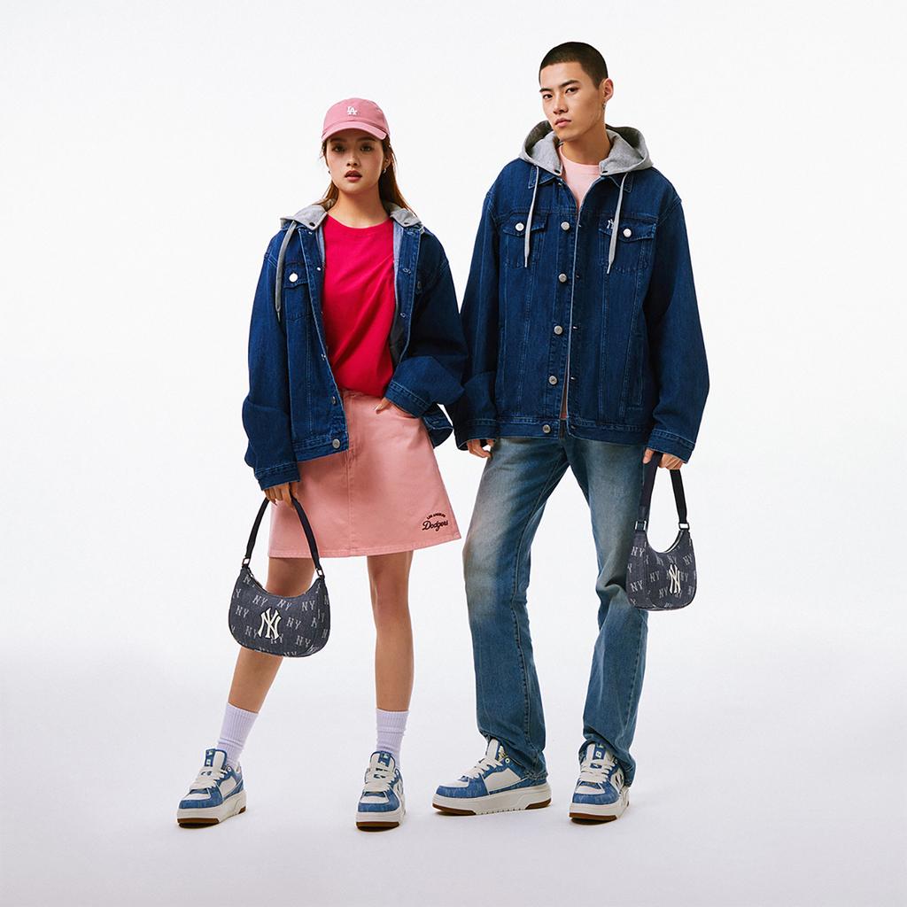 New MLB New York Yankees Cotton Shoulder Bag, Handbag, Clutch, Student Backpack Unisex Indigo 3ABQS224N-50INS