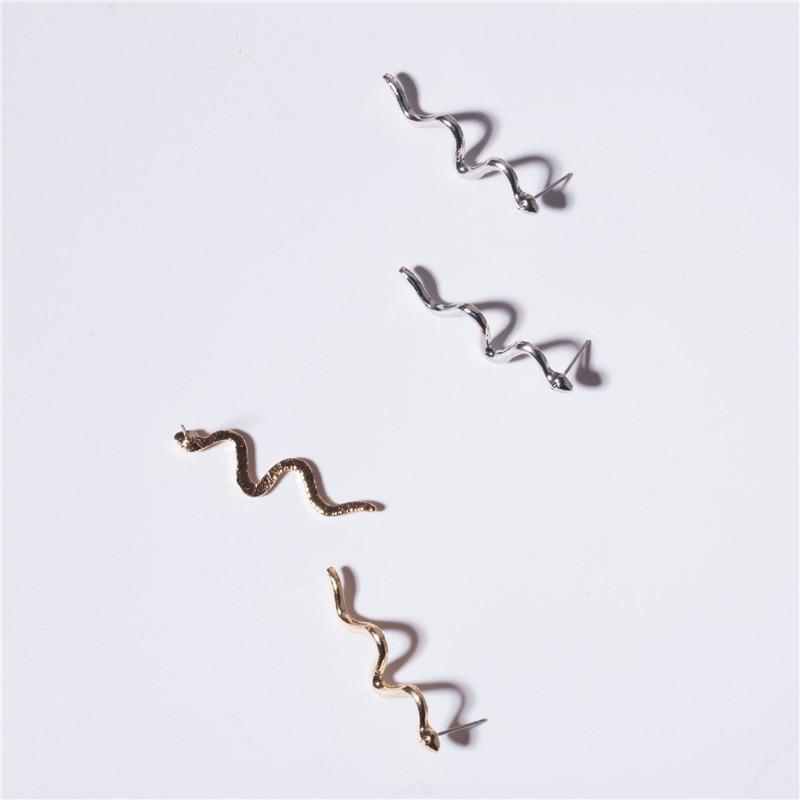ZRM Snake-shaped Long Earrings Women Girl Simple Punk Femme Pendientes Mujer Party Curved Alloy Geometry Earring Jewelry
