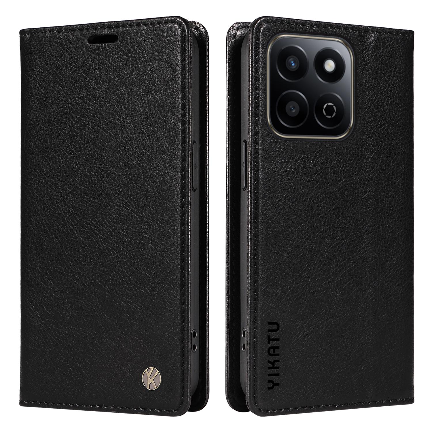 

YIKATU YK-006 For Honor Play 60 Plus 5G/Play 9T/X7c 4G/200 Smart 5G Case Magnetic Closure Leather Phone Cover Litchi Texture J