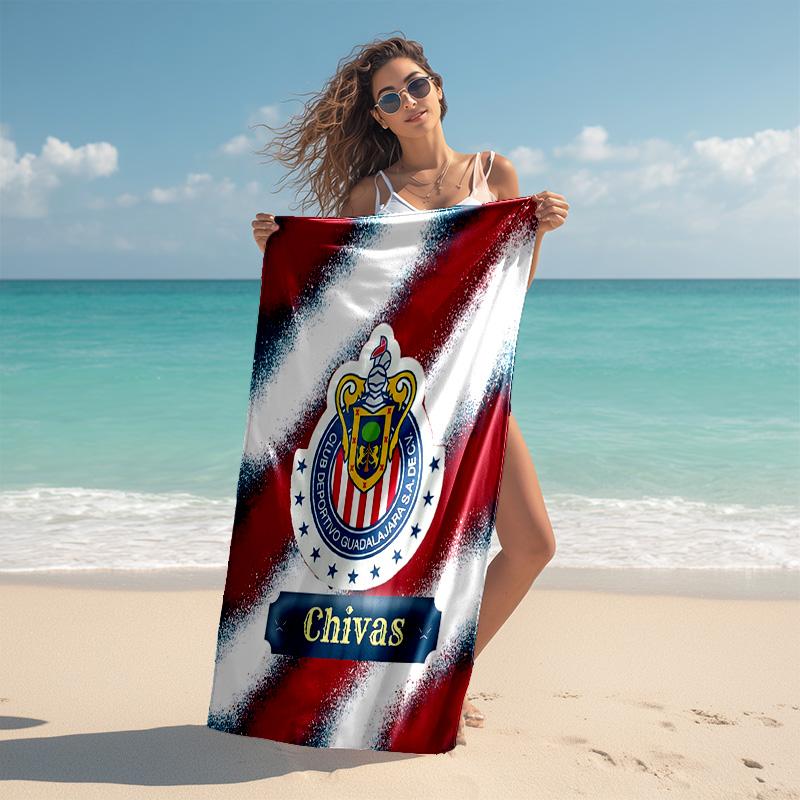 1pc Chivas Soccer Team Crest Cartoon Quick Dry Microfiber Bath Towel for Swimming Surfing Camping Unisex Holiday. SJT720153