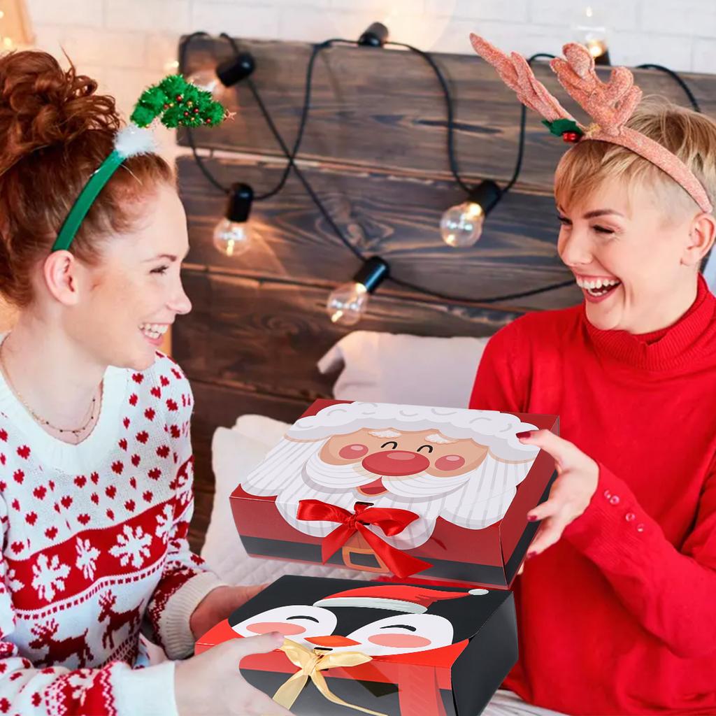 Christmas Ribbon Gift Box Merry Christmas Decorations for Home 2025 Navidad Natal Xmas Candy Cookie Packaging Box New Year 2026