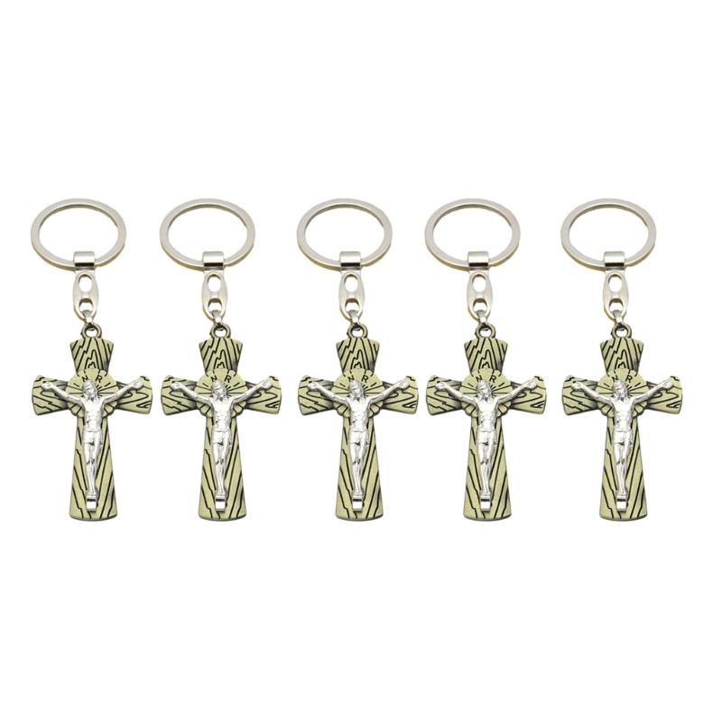 Cross Keychains Key Rings Religious KeyChains For DIY Car Hanging Simple Jewelry Handmade Gift