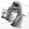 Wrinkled Unisex Striped Scarf Soft Tassel Bufandas Shawls Fashion Long Neckerchief