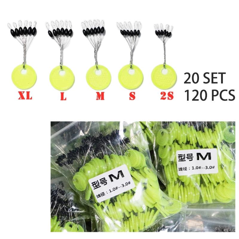 120 Pieces 20 Pack Space Bean Rubber Sea Carp Fishing Black Rubber Oval
