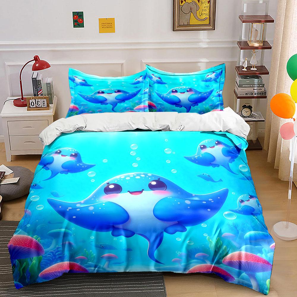 Underwater Themed Cute Decor Set Exquisite Three-Piece Bedding Set Gift For Kids And Adults