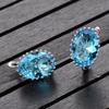 Women Elegant Blue Earring Exquisite All-match Zircon Ear Studs