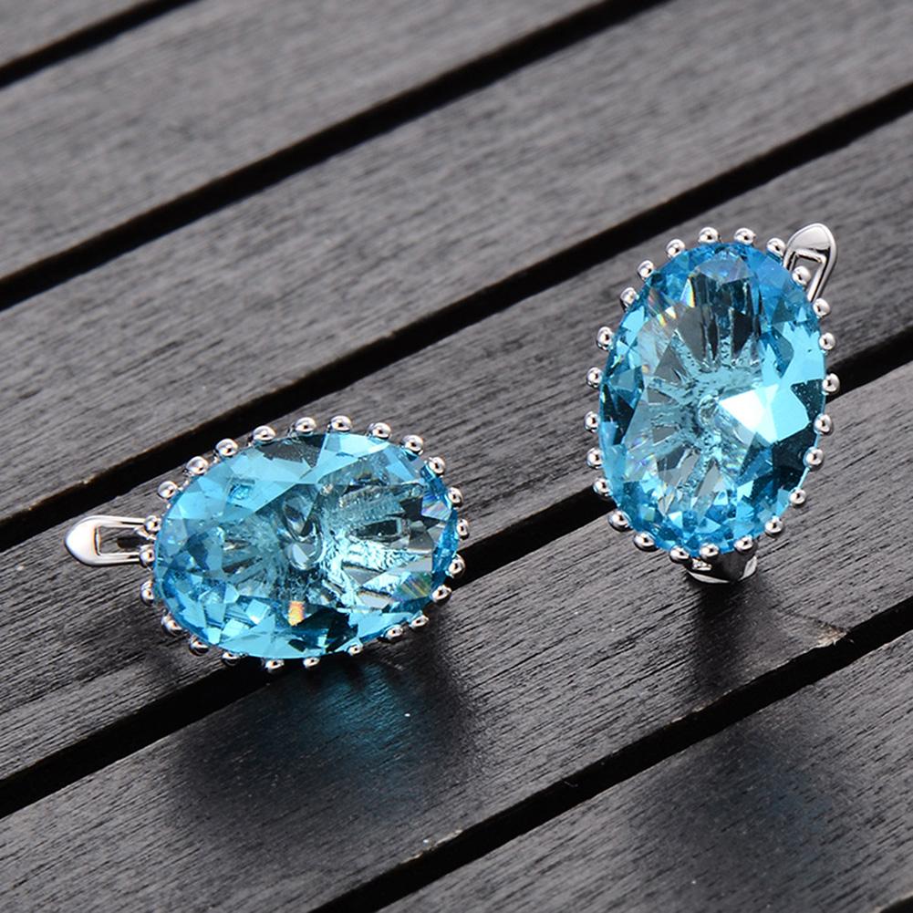 Women Elegant Blue Earring Exquisite All-match Zircon Ear Studs