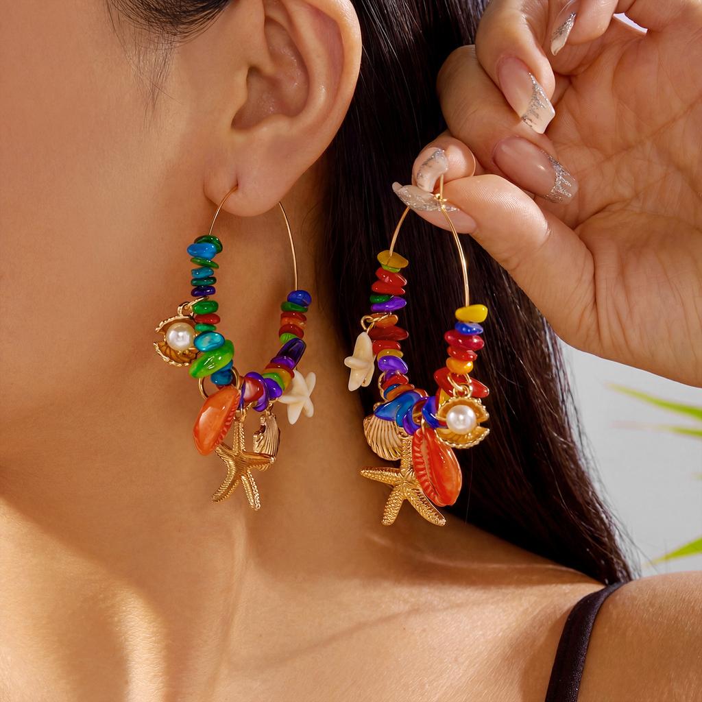 Fashion Design Ocean Coral Shell Earrings Personalized Exaggerated Big Imitation Coral Imitation Branch Ear Jewelry For Women
