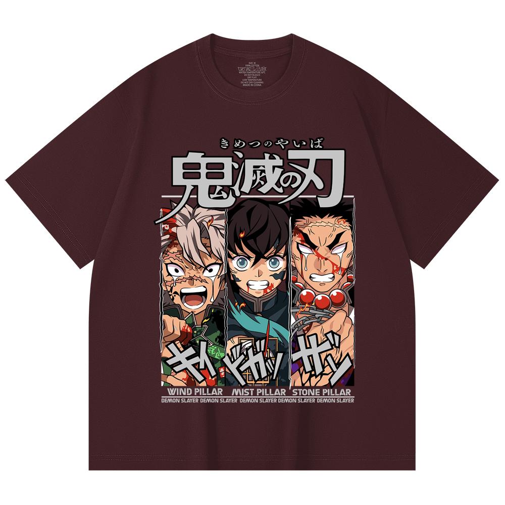 

230 Gsm 100% Cotton Demon Slayer V60 Pillars Print Unisex Heavy Cotton T Shirt 2XL