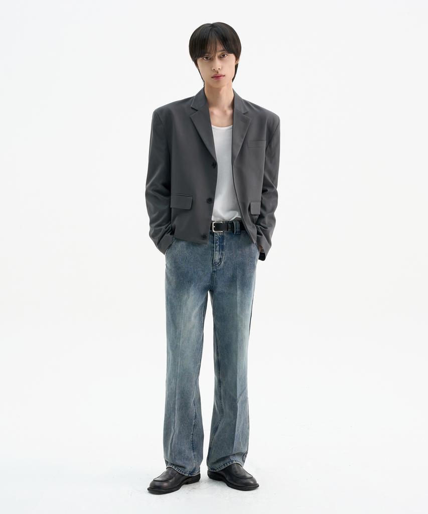 Trip Le Sens Custom 3B Crop Blazer_Grey