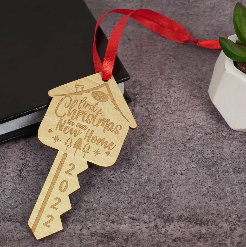 Darling Souvenir Made With Love Home Sweet Home Personalized Wood Ornament Housewarming Gift Christmas Tree Decoration Pack of