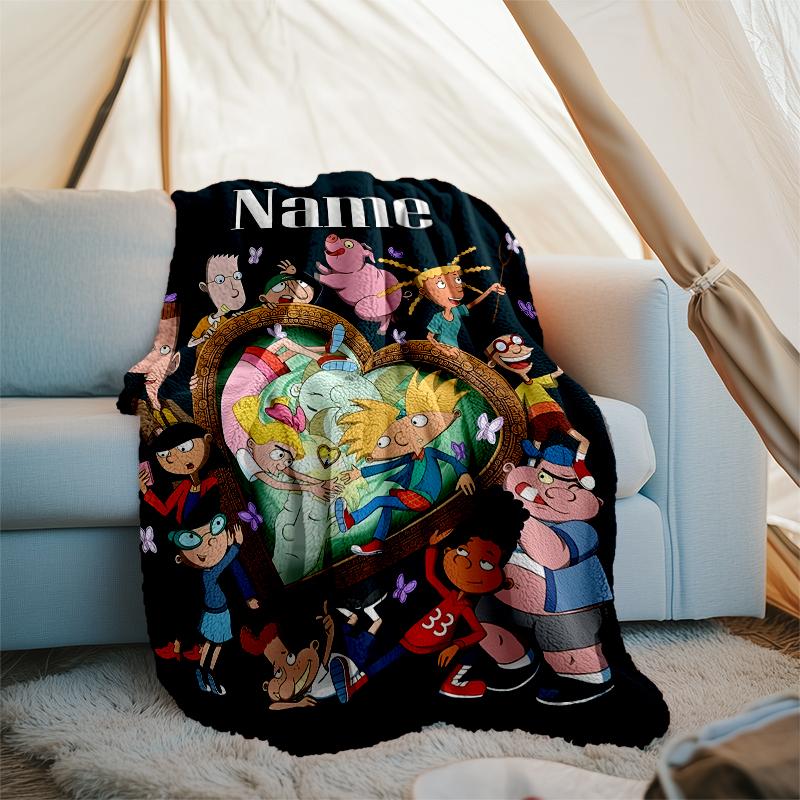 Personalized Custom Name Blanket - Hey Arnold Print Design,Blanket for Sofa,Bed,Travel,Camping - Soft and Warm, Great Gift