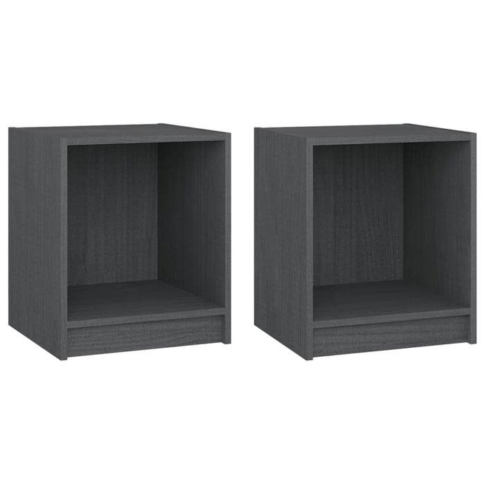 Maison Exclusive - Tables de chevet 2 pcs Gris 35,5x33,5x41,5cm Bois de pin massif